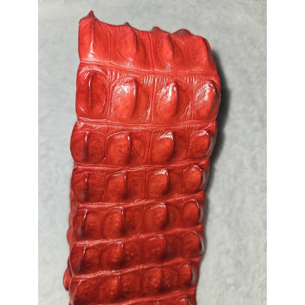 Vintage Caiman Hornback Belt Exotic Western Leather Taxidermy Red Alligatoridae - Picture 6 of 16